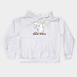 Cute Rabbit Swag with a Side of Good Vibes Kids Hoodie